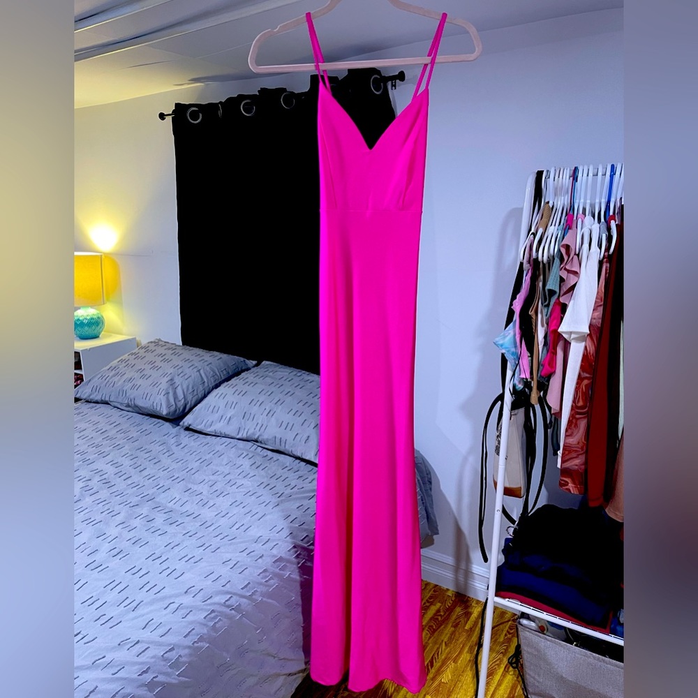MISTY BROWN long pink gala dress